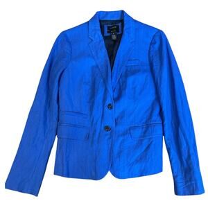 J. CREW Women's Schoolboy Preppy Blazer Sz 6 Periwinkle Blue Rayon Blend